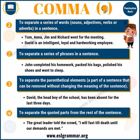    , |Comma Rules and Usage With Examples